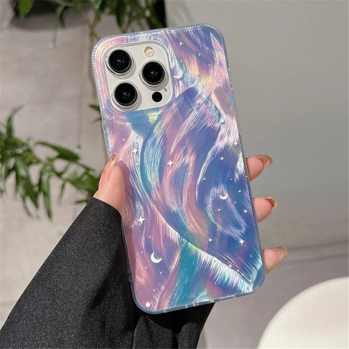 For iPhone 14 Pro Max Case Gradient Starry Silver TPU+Acrylic Phone Cover Protector - 2