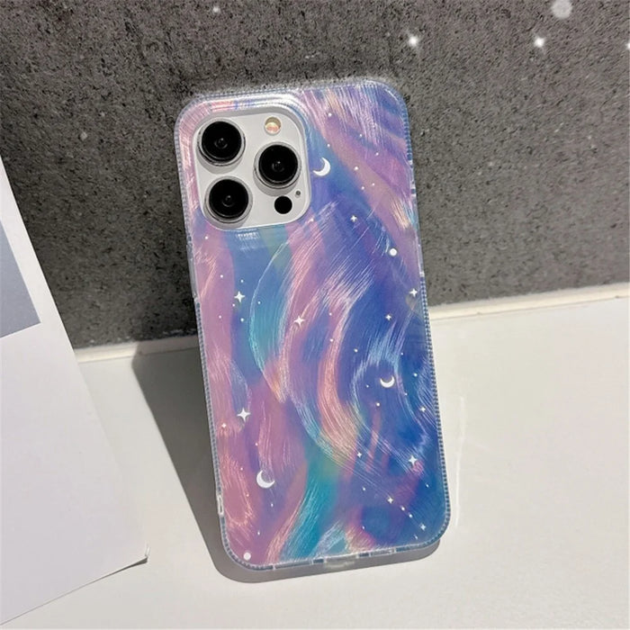 For iPhone 14 Pro Max Case Gradient Starry Silver TPU+Acrylic Phone Cover Protector - 3