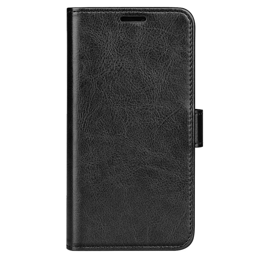 For OnePlus 12R 5G / Ace 3 5G Case Crazy Horse Texture Leather Wallet Cover with Card Holder - Black - 6