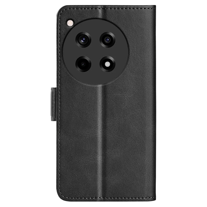 For OnePlus 12R 5G / Ace 3 5G Case Dual Magnetic Clasp Leather Wallet Cover - Black - 7