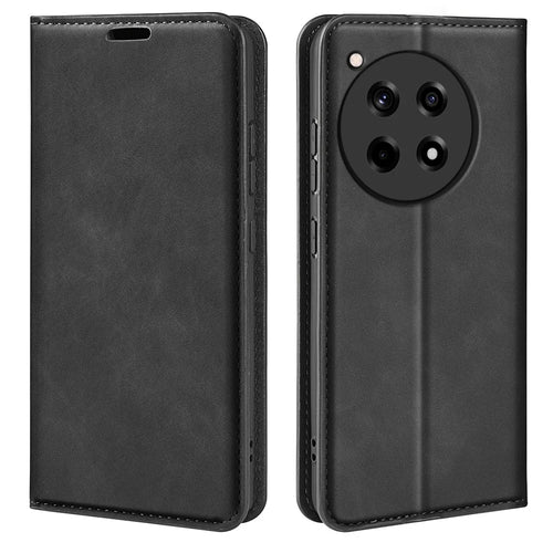 For OnePlus 12R 5G / Ace 3 5G Case PU Leather Wallet Phone Cover Auto-absorbed - Black - 1