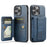For iPhone 12 Pro Max 6.7 inch Cell Phone Case Waxy Leather+TPU Cover with Kickstand - Blue - 1