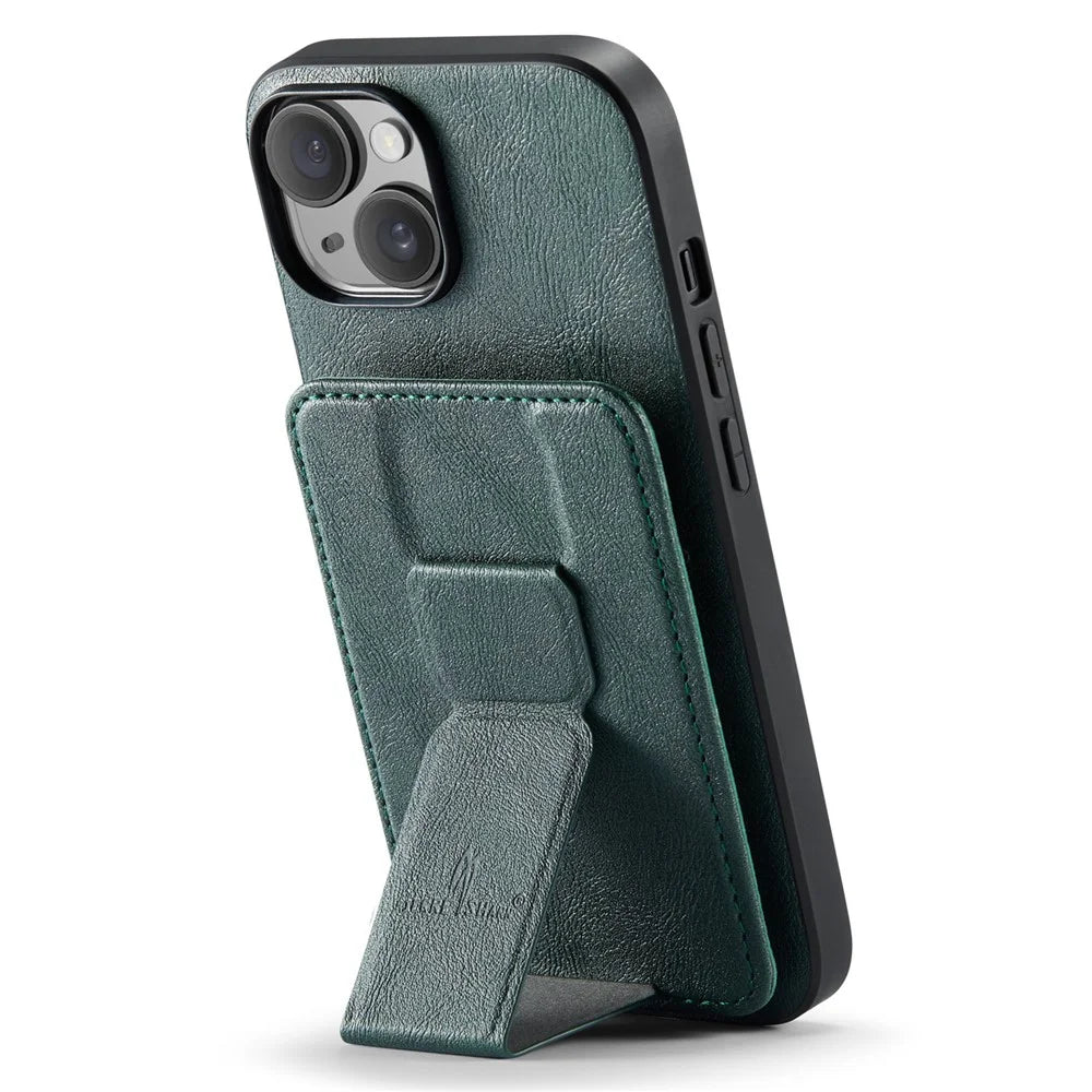 For iPhone 13 6.1 inch / 14 Case Leather Coated TPU Scratch-proof RFID Blocking Protective Shell - Green - 2