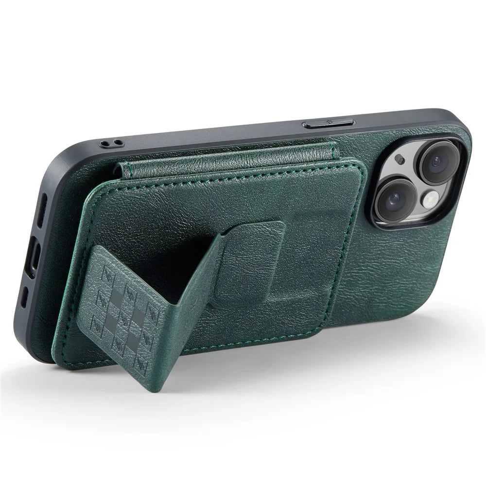 For iPhone 13 6.1 inch / 14 Case Leather Coated TPU Scratch-proof RFID Blocking Protective Shell - Green - 3