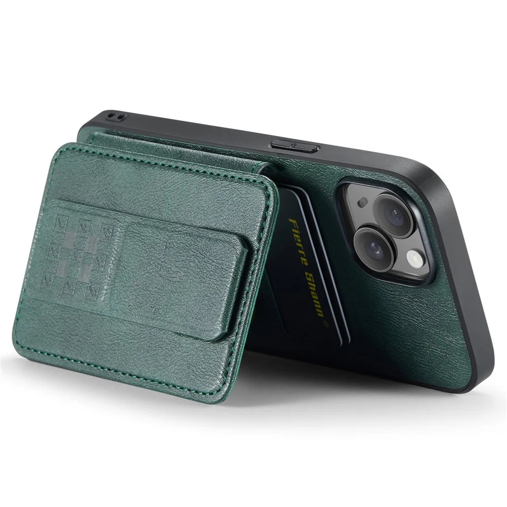 For iPhone 13 6.1 inch / 14 Case Leather Coated TPU Scratch-proof RFID Blocking Protective Shell - Green - 4