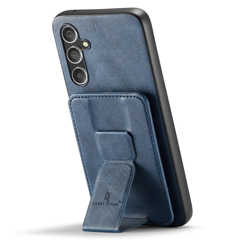For Samsung Galaxy S24+ Case Leather Coated TPU Card Holder Mobile Phone Cover - Blue - 2