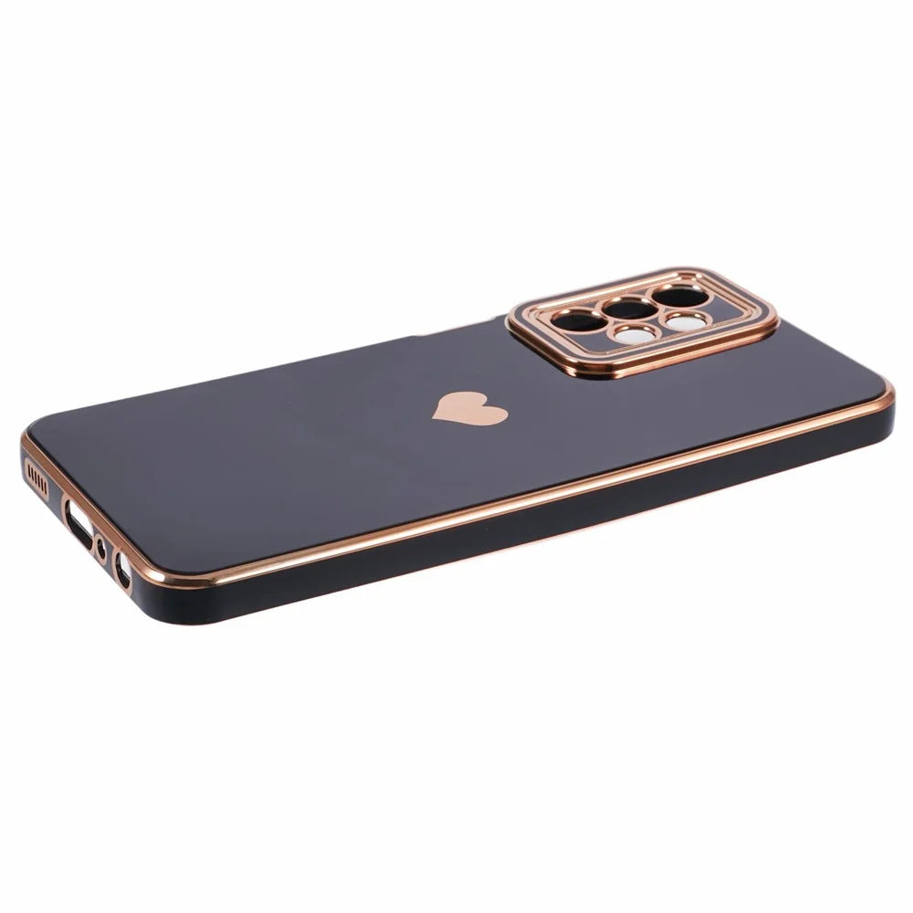 For Samsung Galaxy A23 4G / A23 5G (Global Version) Case 6D Electroplating Love Heart TPU Phone Cover - Black - 5