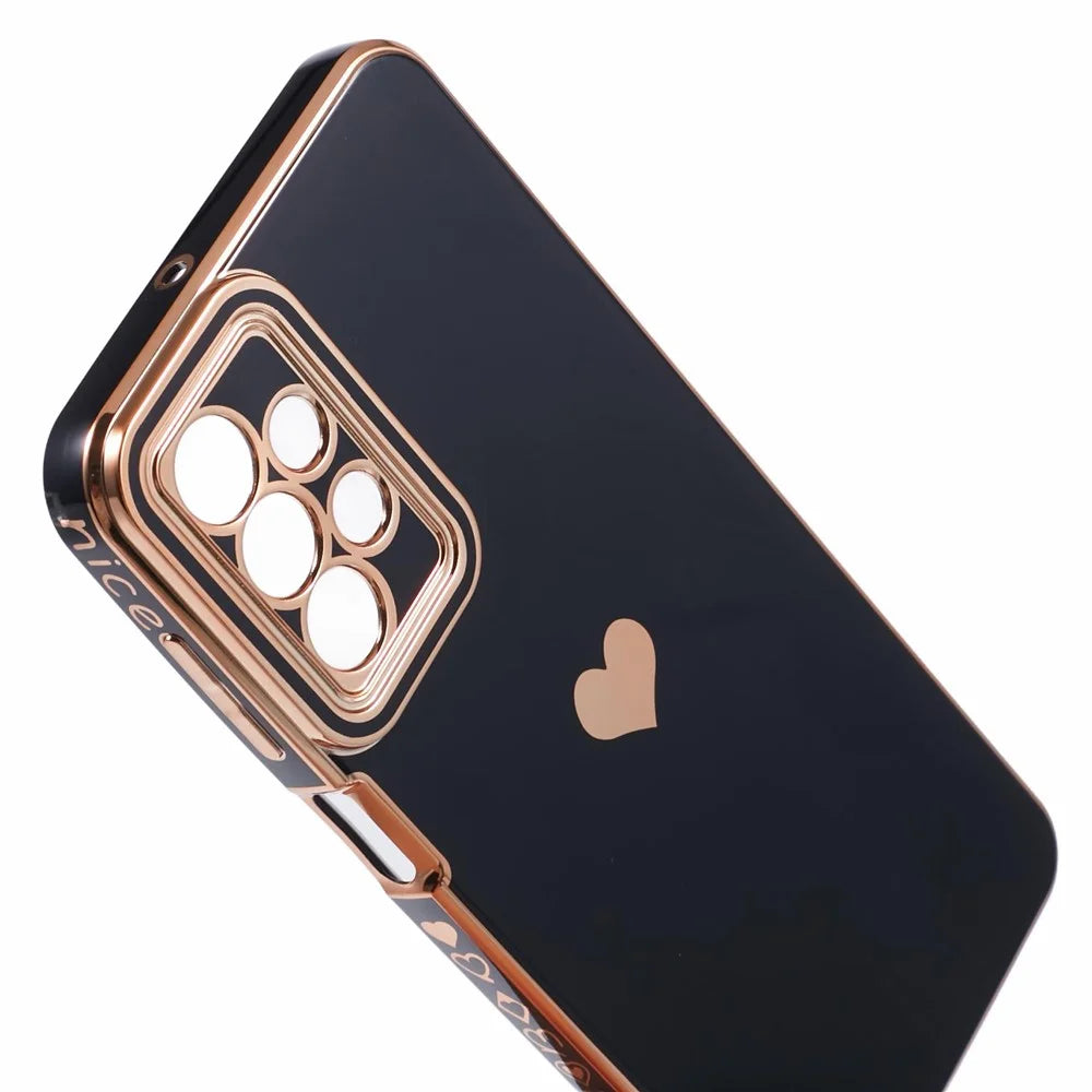 For Samsung Galaxy A23 4G / A23 5G (Global Version) Case 6D Electroplating Love Heart TPU Phone Cover - Black - 6