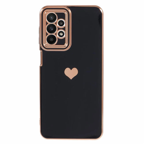 For Samsung Galaxy A13 4G TPU Case 6D Electroplating Love Heart Anti-Dorp Phone Cover - Black - 1