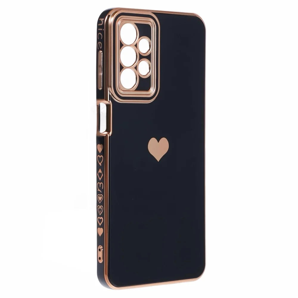 For Samsung Galaxy A13 4G TPU Case 6D Electroplating Love Heart Anti-Dorp Phone Cover - Black - 3