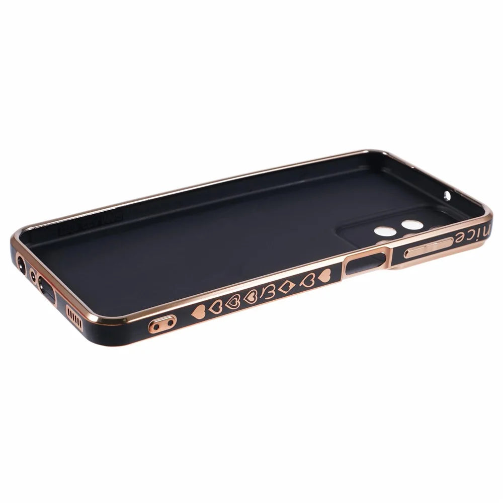 For Samsung Galaxy A13 4G TPU Case 6D Electroplating Love Heart Anti-Dorp Phone Cover - Black - 4