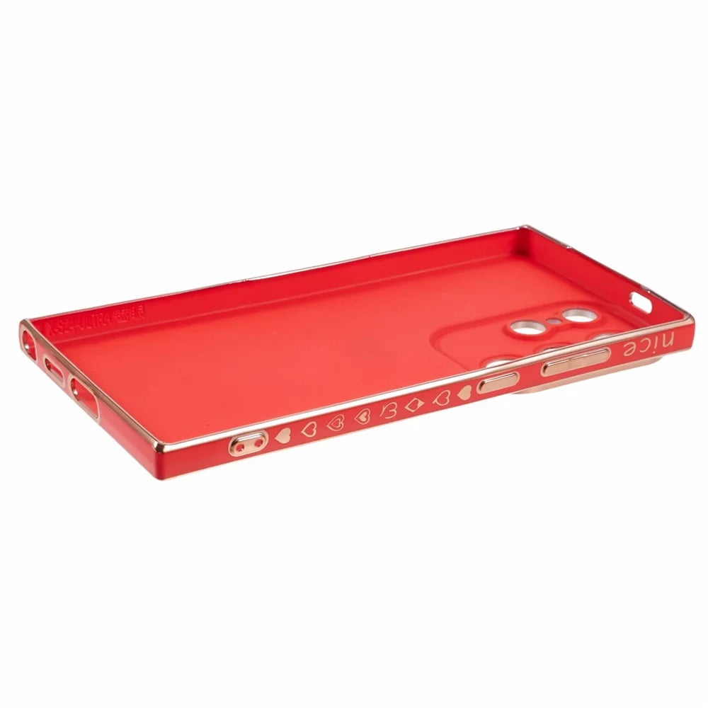 For Samsung Galaxy S24 Ultra TPU Case 6D Electroplating Love Heart Protective Phone Cover - Red - 5