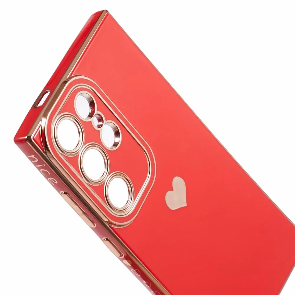 For Samsung Galaxy S24 Ultra TPU Case 6D Electroplating Love Heart Protective Phone Cover - Red - 6