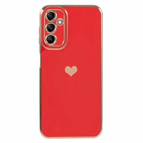For Samsung Galaxy A13 5G Protective Case 6D Electroplating Love Heart TPU Phone Cover - Red - 1