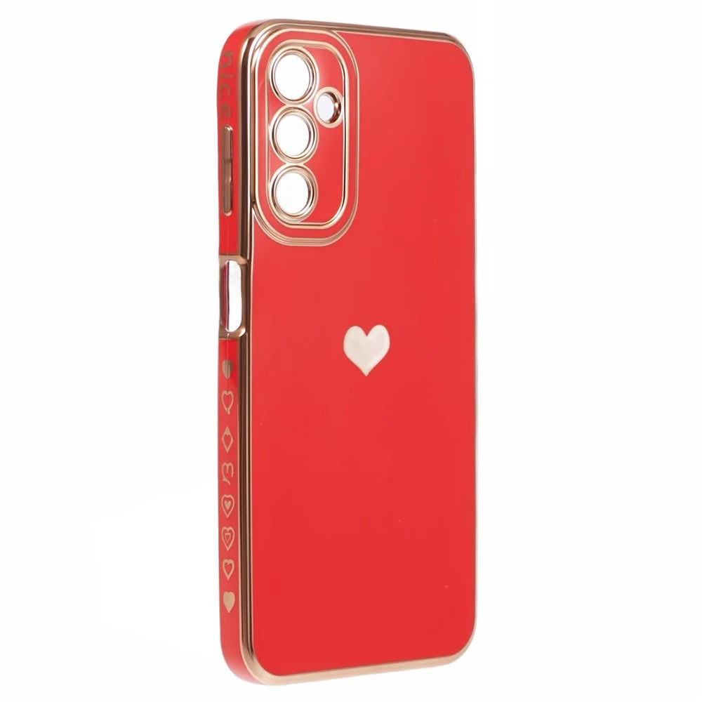 For Samsung Galaxy A13 5G Protective Case 6D Electroplating Love Heart TPU Phone Cover - Red - 3