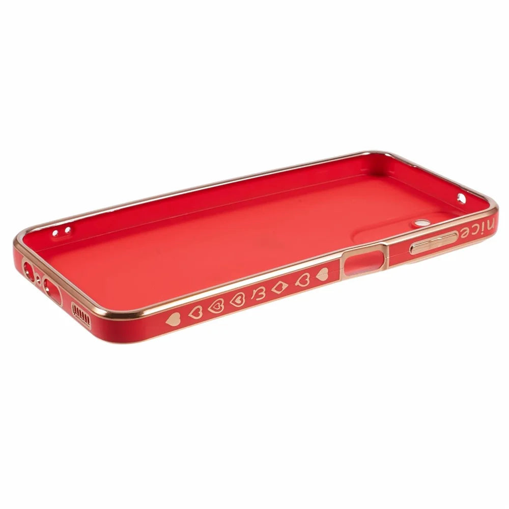 For Samsung Galaxy A13 5G Protective Case 6D Electroplating Love Heart TPU Phone Cover - Red - 4