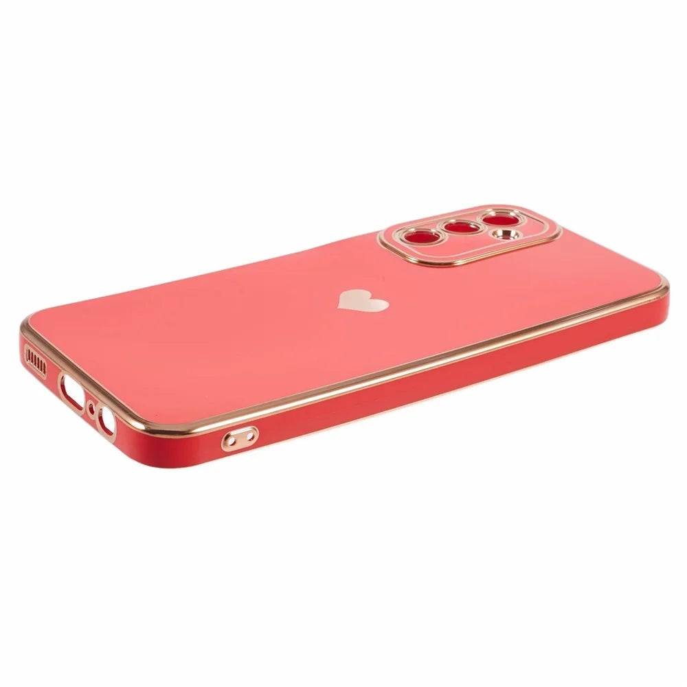 For Samsung Galaxy A13 5G Protective Case 6D Electroplating Love Heart TPU Phone Cover - Red - 5