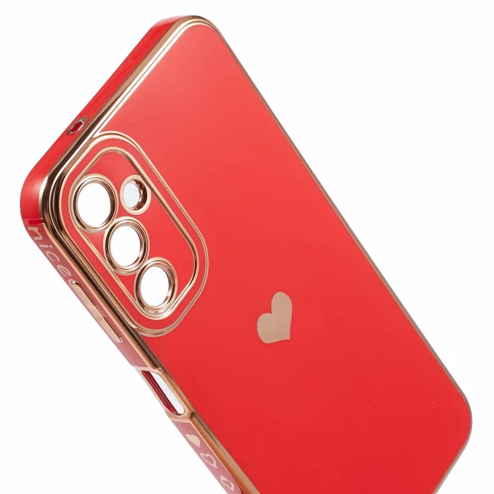 For Samsung Galaxy A13 5G Protective Case 6D Electroplating Love Heart TPU Phone Cover - Red - 6