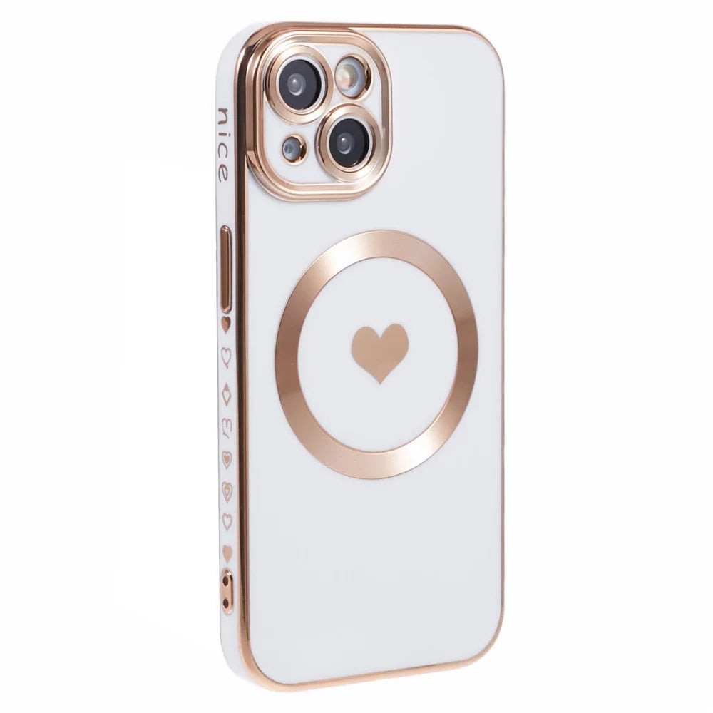For iPhone 15 TPU Case 6D Electroplating Slim Phone Cover Compatible with MagSafe - White - 1