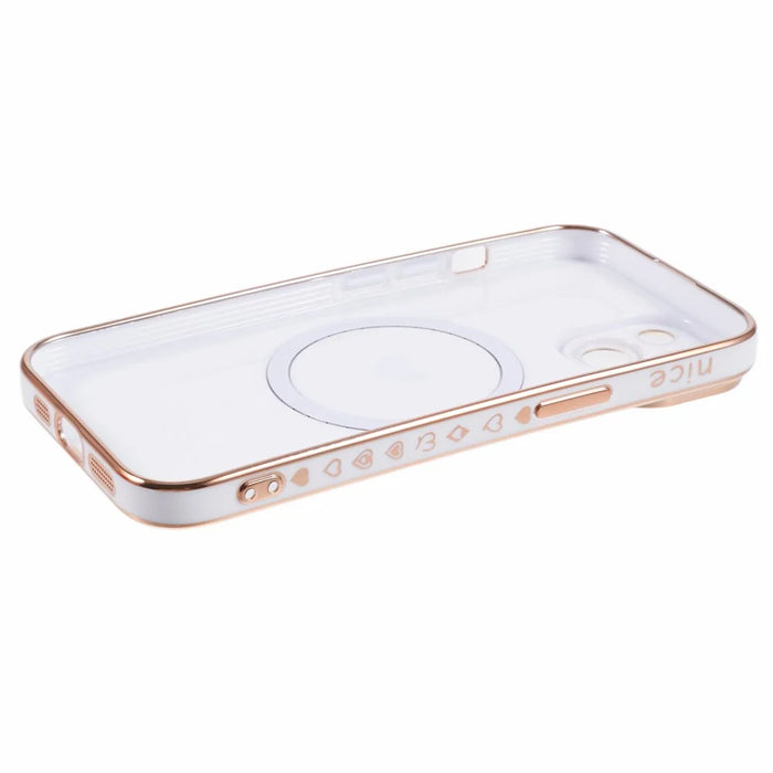 For iPhone 15 TPU Case 6D Electroplating Slim Phone Cover Compatible with MagSafe - White - 5