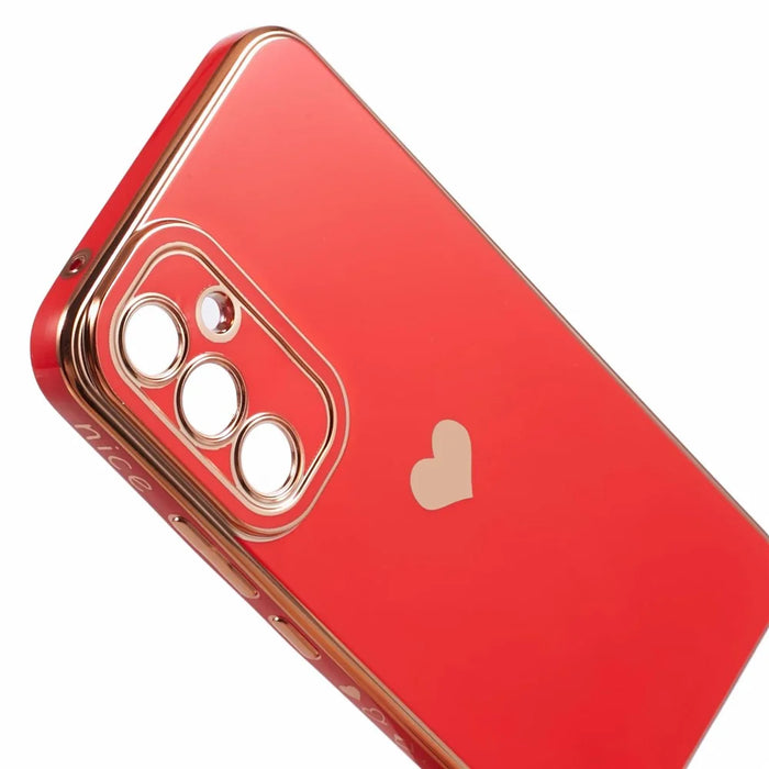For Samsung Galaxy S24 Shockproof Case 6D Electroplating Love Heart TPU Phone Cover - Red - 6