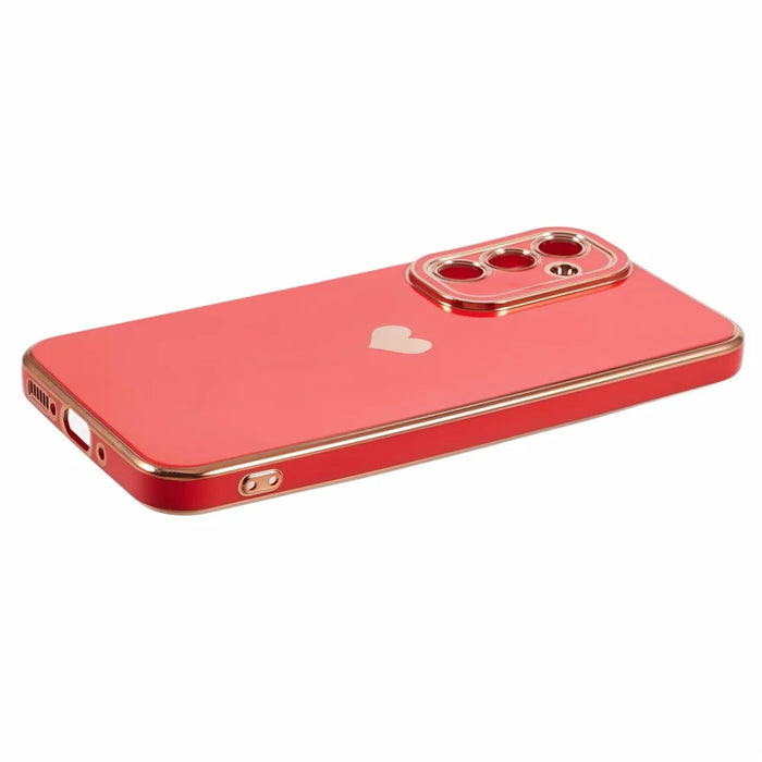 For Samsung Galaxy A34 5G Slim Case 6D Electroplating Love Heart TPU Phone Cover - Red - 5