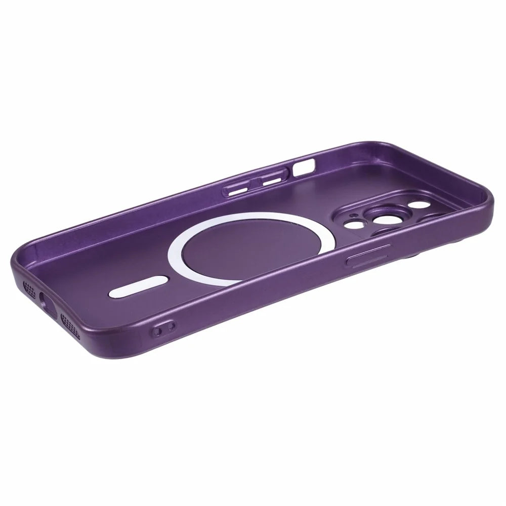 For iPhone 15 Pro TPU Cover Compatible with MagSafe Rubberized Phone Case with Lens Film - Dark Purple - 6