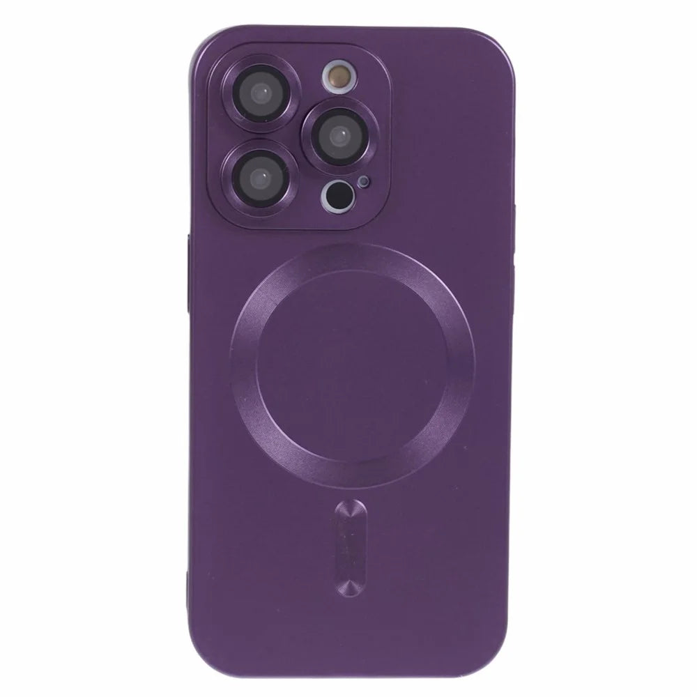 For iPhone 15 Pro Max TPU Case Compatible with MagSafe Rubberized Phone Cover with Lens Film - Dark Purple - 1