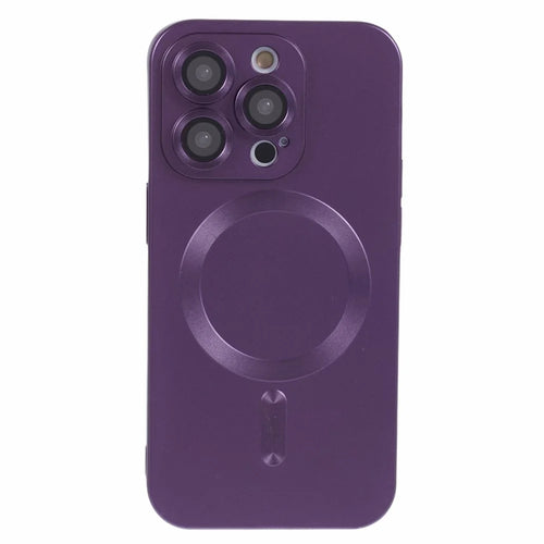 For iPhone 15 Pro Max TPU Case Compatible with MagSafe Rubberized Phone Cover with Lens Film - Dark Purple - 1