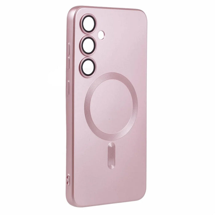 For Samsung Galaxy S24 Slim Case Rubberized TPU Phone Case with Lens Film, Magnetic Case - Pink - 3