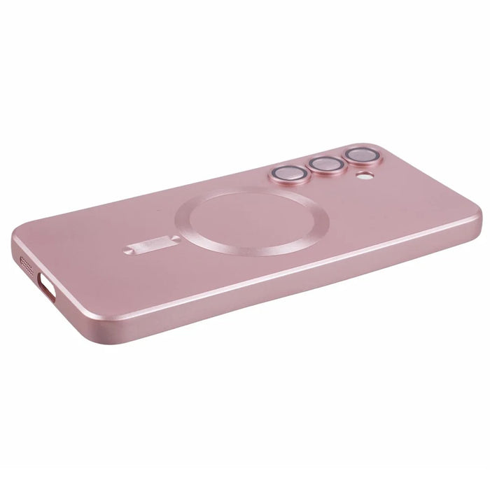 For Samsung Galaxy S24 Slim Case Rubberized TPU Phone Case with Lens Film, Magnetic Case - Pink - 6