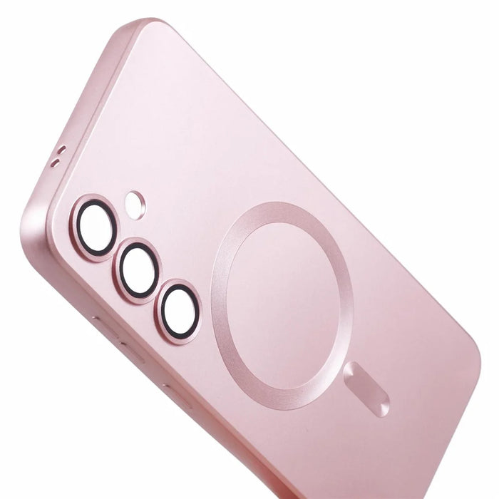 For Samsung Galaxy S24 Slim Case Rubberized TPU Phone Case with Lens Film, Magnetic Case - Pink - 7
