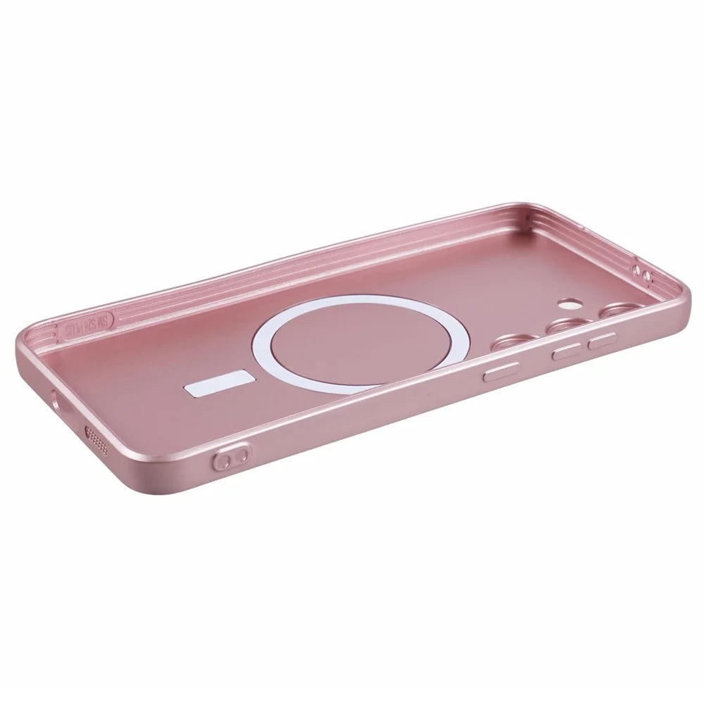 For Samsung Galaxy S24+ Case with Lens Film Magnetic Case Rubberized TPU Phone Cover - Pink - 5
