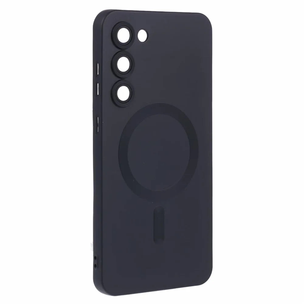 For Samsung Galaxy S23 Phone Case with Lens Protector Magnetic Case Rubberized TPU Case - Black - 3