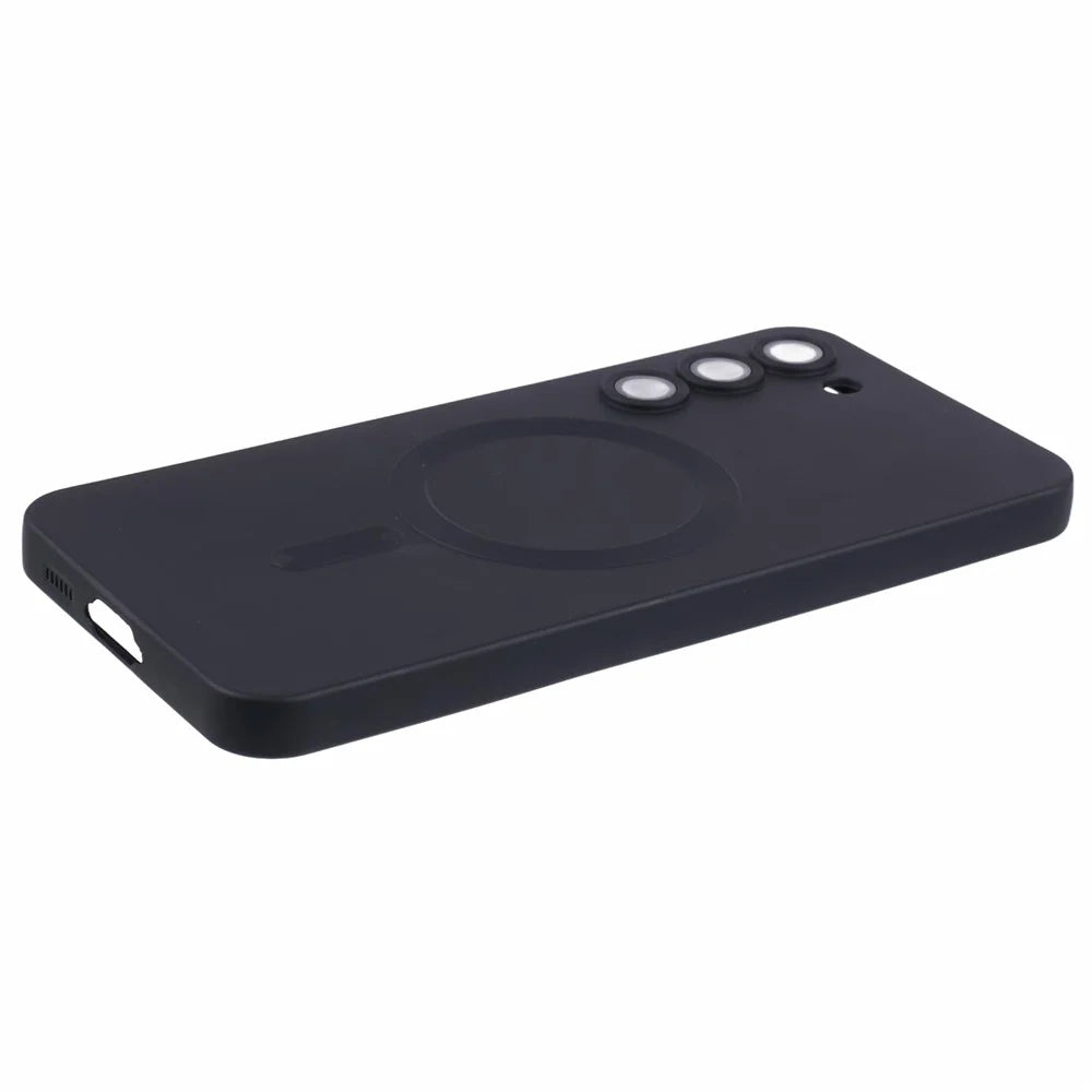 For Samsung Galaxy S23 Phone Case with Lens Protector Magnetic Case Rubberized TPU Case - Black - 5