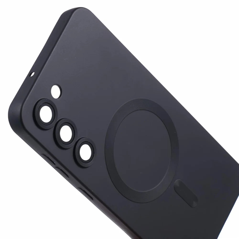 For Samsung Galaxy S22 5G TPU Magnetic Case Rubberized Slim Phone Cover with Lens Film - Black - 7