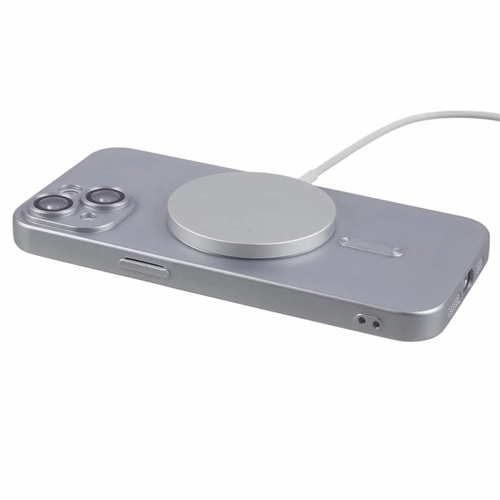 For iPhone 13 Slim TPU Case Rubberized Phone Cover with Lens Film Compatible with MagSafe - Silver - 4