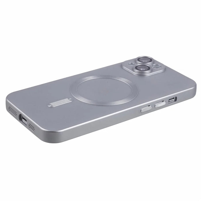 For iPhone 13 Slim TPU Case Rubberized Phone Cover with Lens Film Compatible with MagSafe - Silver - 6