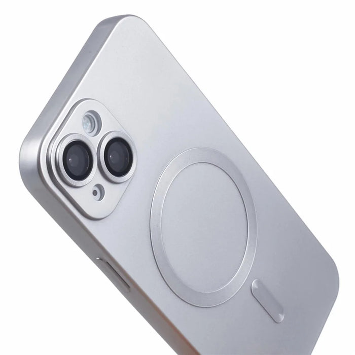 For iPhone 14 Plus TPU Case Compatible with MagSafe Rubberized Anti-Drop Phone Cover with Lens Film - Silver - 7