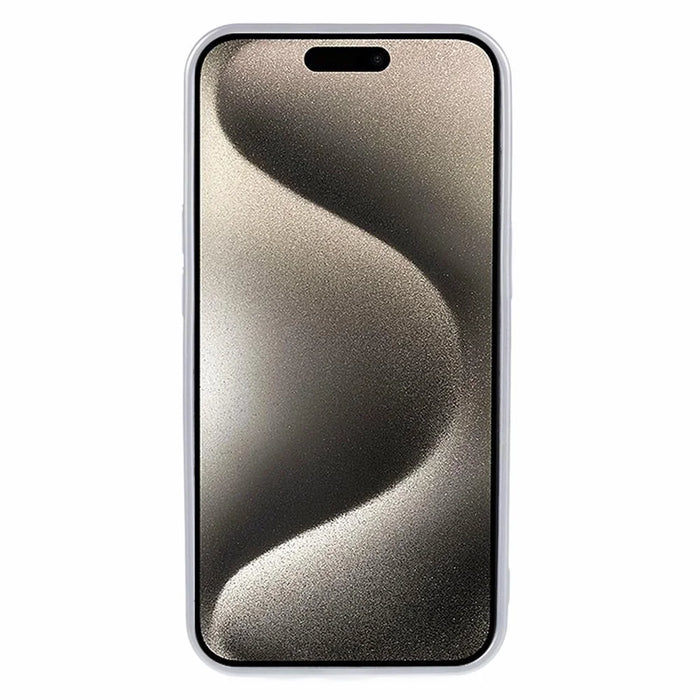 For iPhone 15 TPU Slim Case Rubberized Phone Cover with Lens Film Compatible with MagSafe - Silver - 2