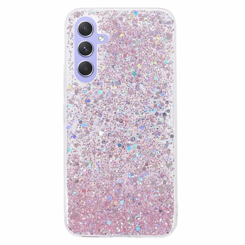 For Samsung Galaxy A05s 4G Cell Phone Case Bump Proof Glittery TPU Shell - Pink - 1