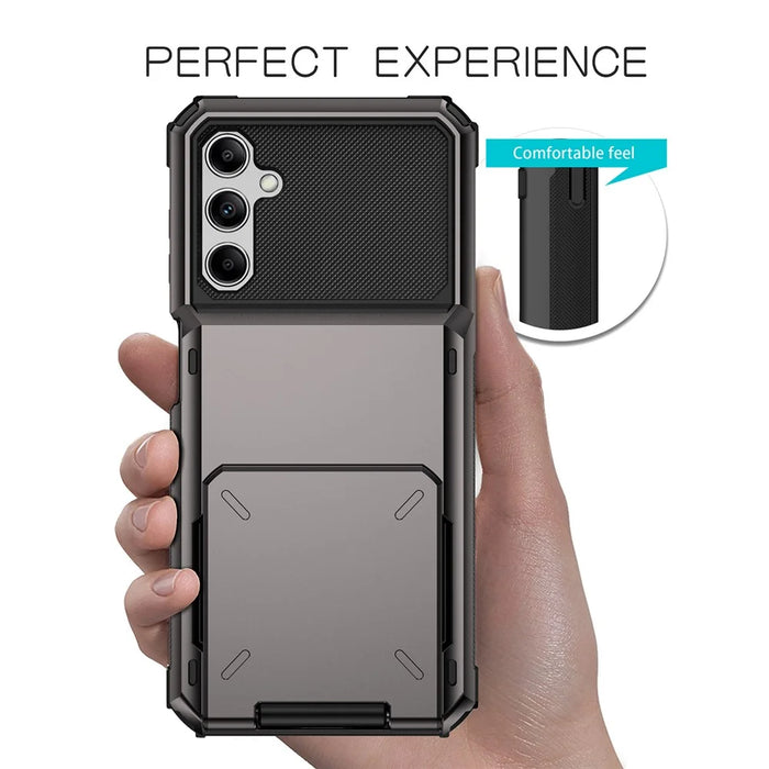 For Samsung Galaxy S24 Case Card Holder Flip Open Design PC+TPU Phone Cover - Black - 3