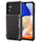 For Samsung Galaxy A55 5G Case PC+TPU Card Holder Hidden Pocket Anti-Scratch Cover - Black - 1