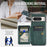 For Google Pixel 8 Pro Case with Card Holder and Kickstand RFID Blocking Leather Coating Back Cover - Green - 6