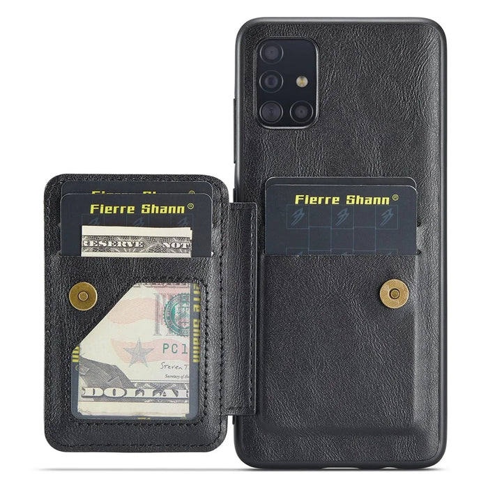 For Samsung Galaxy A71 4G SM-A715 Case Leather+TPU RFID Blocking Card Slots Phone Cover - Black - 2