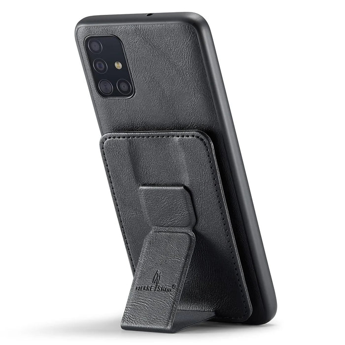 For Samsung Galaxy A71 4G SM-A715 Case Leather+TPU RFID Blocking Card Slots Phone Cover - Black - 3
