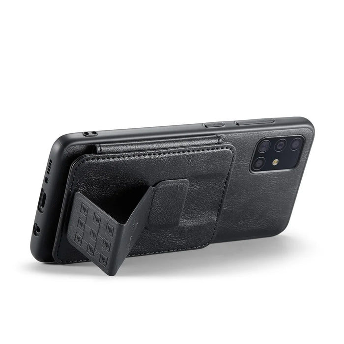 For Samsung Galaxy A71 4G SM-A715 Case Leather+TPU RFID Blocking Card Slots Phone Cover - Black - 4