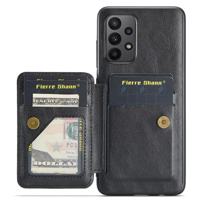 For Samsung Galaxy A73 5G Case with Card Holder Leather+TPU Protective Phone Cover - Black - 2