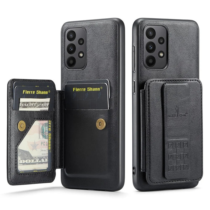 For Samsung Galaxy A72 4G / 5G Case PU Leather+TPU Kickstand Phone Cover RFID Blocking - Black - 1