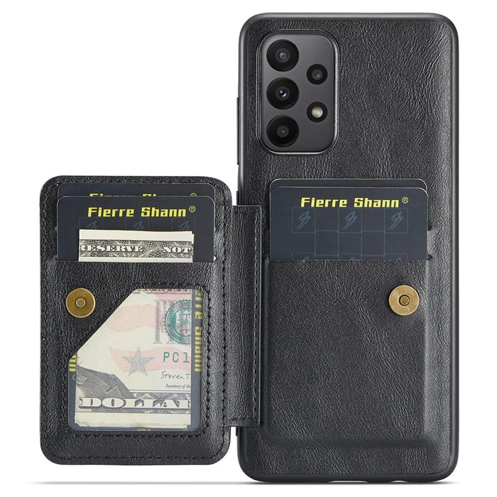 For Samsung Galaxy A72 4G / 5G Case PU Leather+TPU Kickstand Phone Cover RFID Blocking - Black - 2